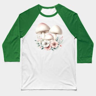 Boho Mushrooms with Flowers Baseball T-Shirt